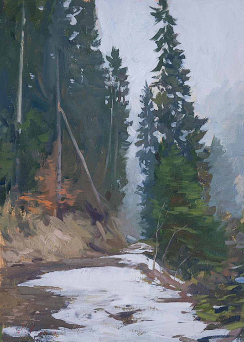 Marc Dalessio Still-Life Painting – Der Pfad im Wald, Bex
