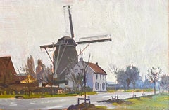 L'artista Plein Air Marc Dalessio dipinge il paesaggio "Mulino a vento - Olanda".