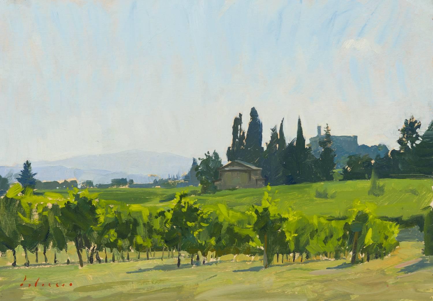 "Poggio alle Mura" American Impressionist landscape of Tuscan countryside