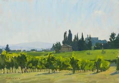 "Poggio alle Mura" Paisaje impresionista americano de la campiña toscana