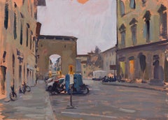 "Porta San Frediano" quiet street scene painted en plein air in Florence, Italy