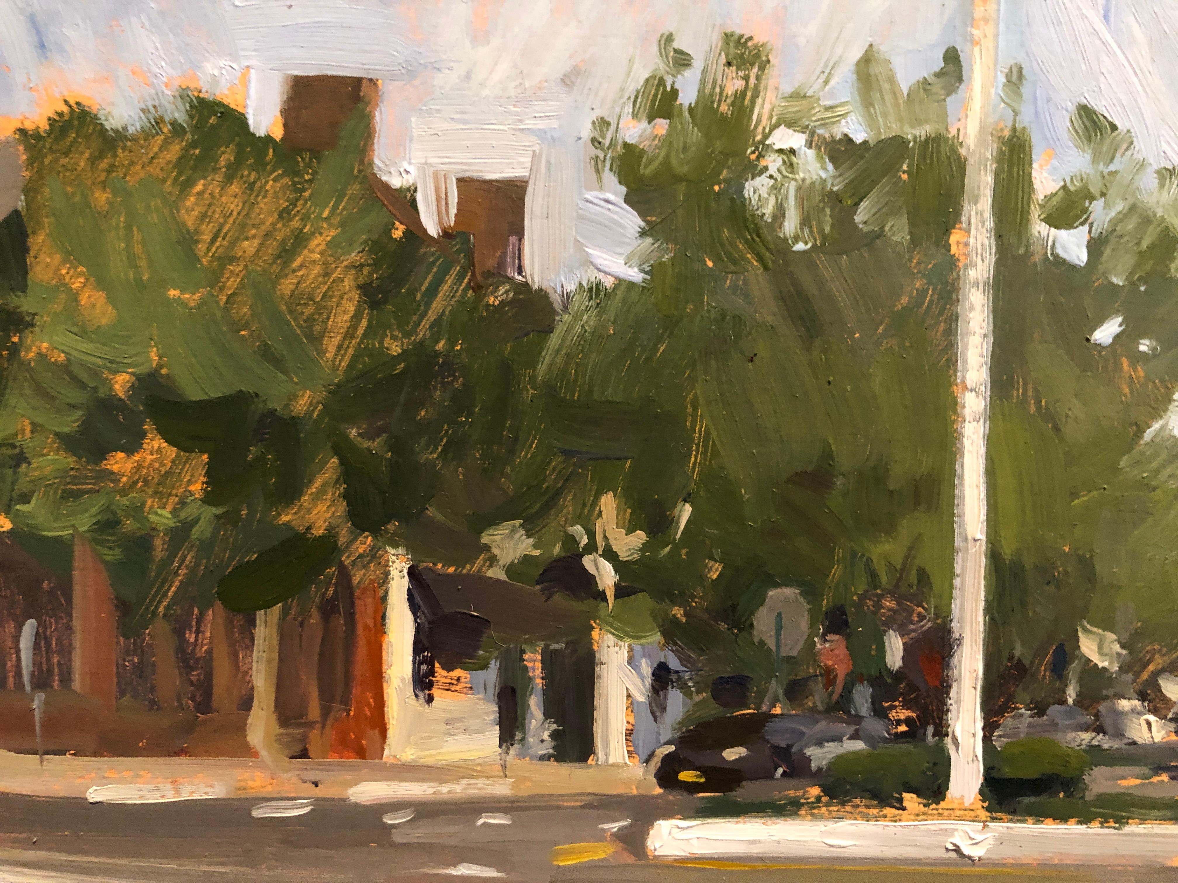 Sag Harbor Crosswalk - Gray Figurative Painting by Marc Dalessio