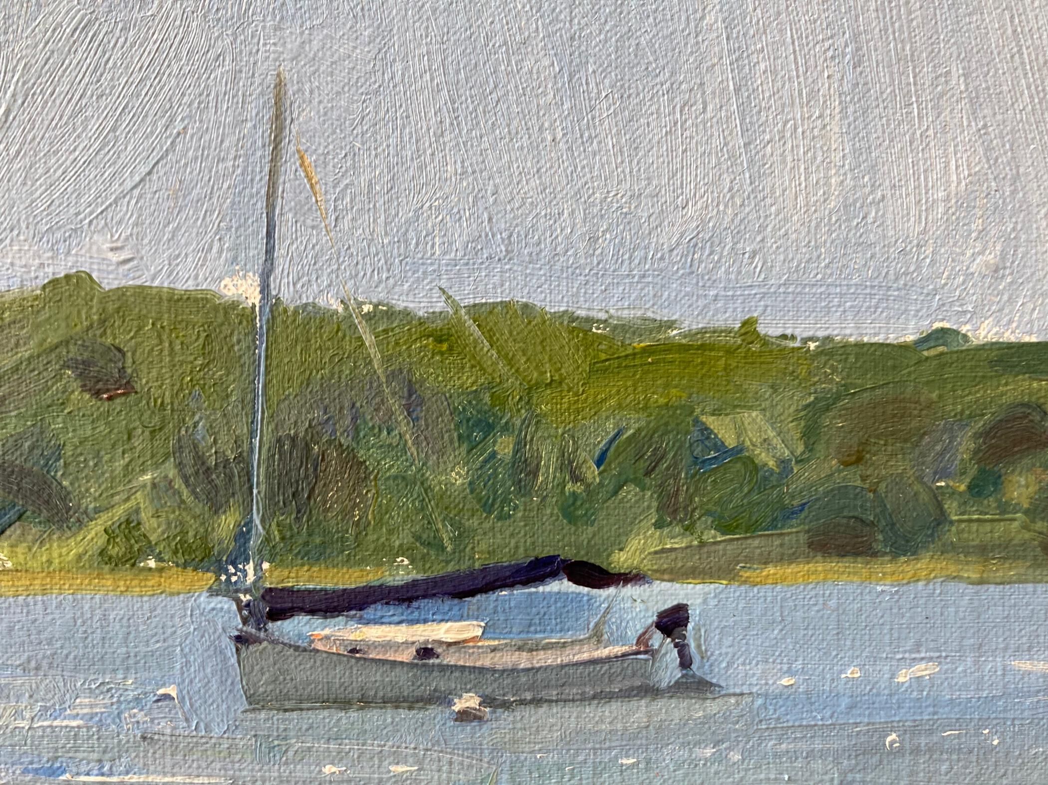 Sailboat, Louse Point - American Impressionist Painting by Marc Dalessio
