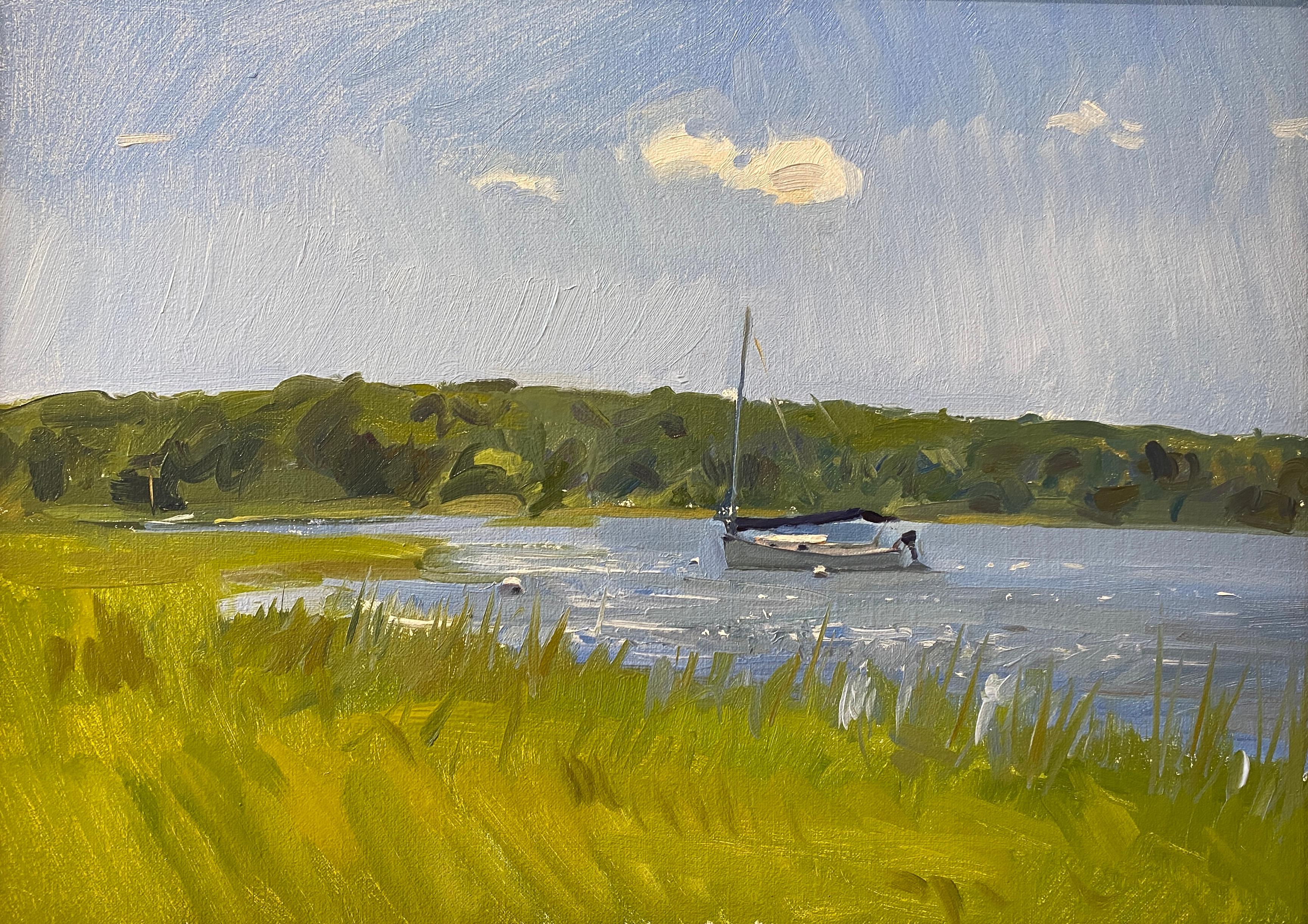 Marc Dalessio Landscape Painting - Sailboat, Louse Point