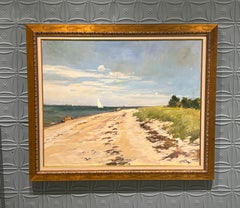 "Sailing, Shelter Island" Seascape Painting, Oil on Canvas, 31.5x39.5inch framed