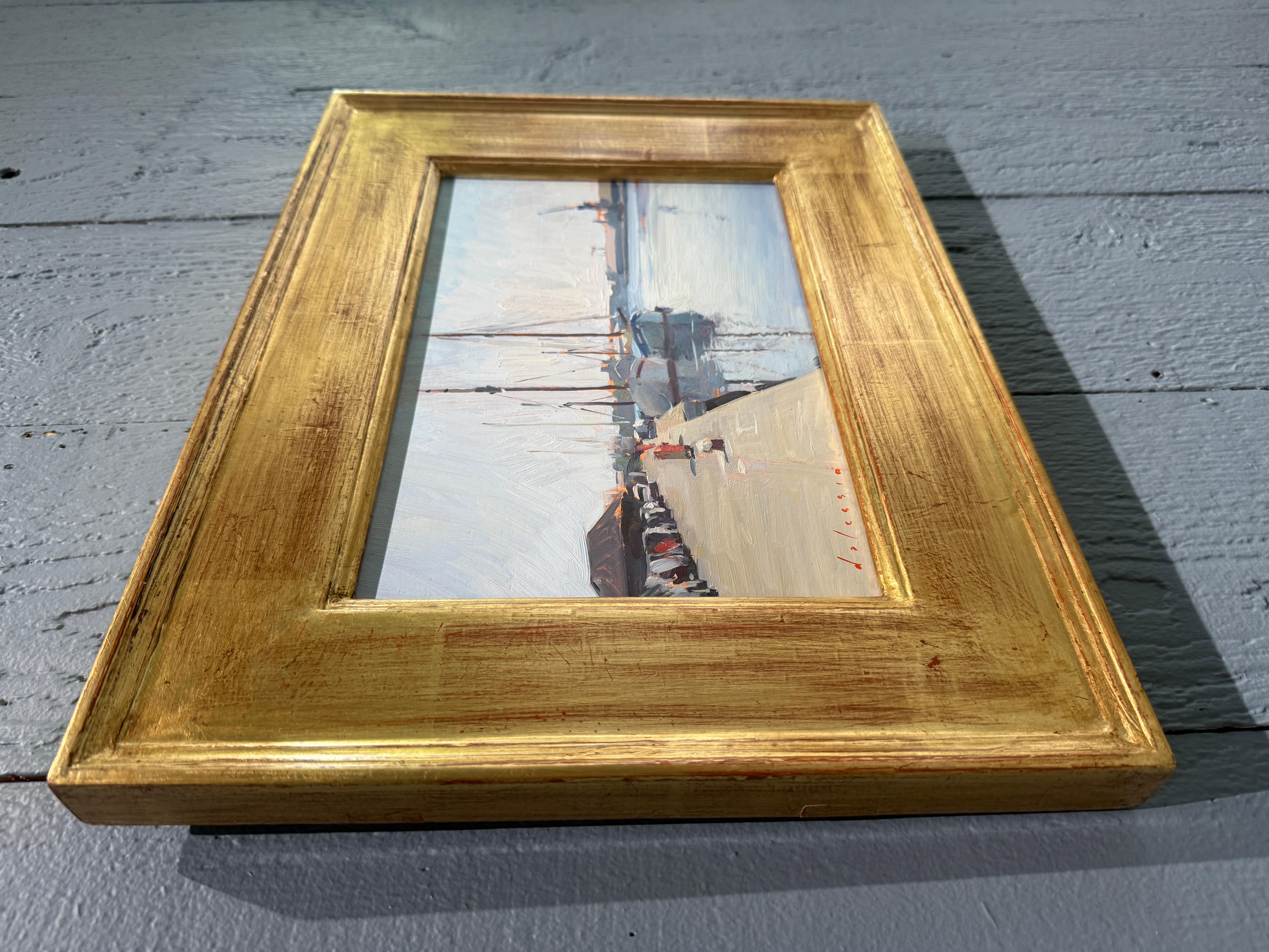„Saint-Malo Segelboote“, Ölgemälde in der historischen französischen Hafenstadt, Paar Boote im Angebot 11