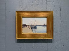 "Saint-Malo Sailboats" oil painting at historic French Port-City, pair of boats