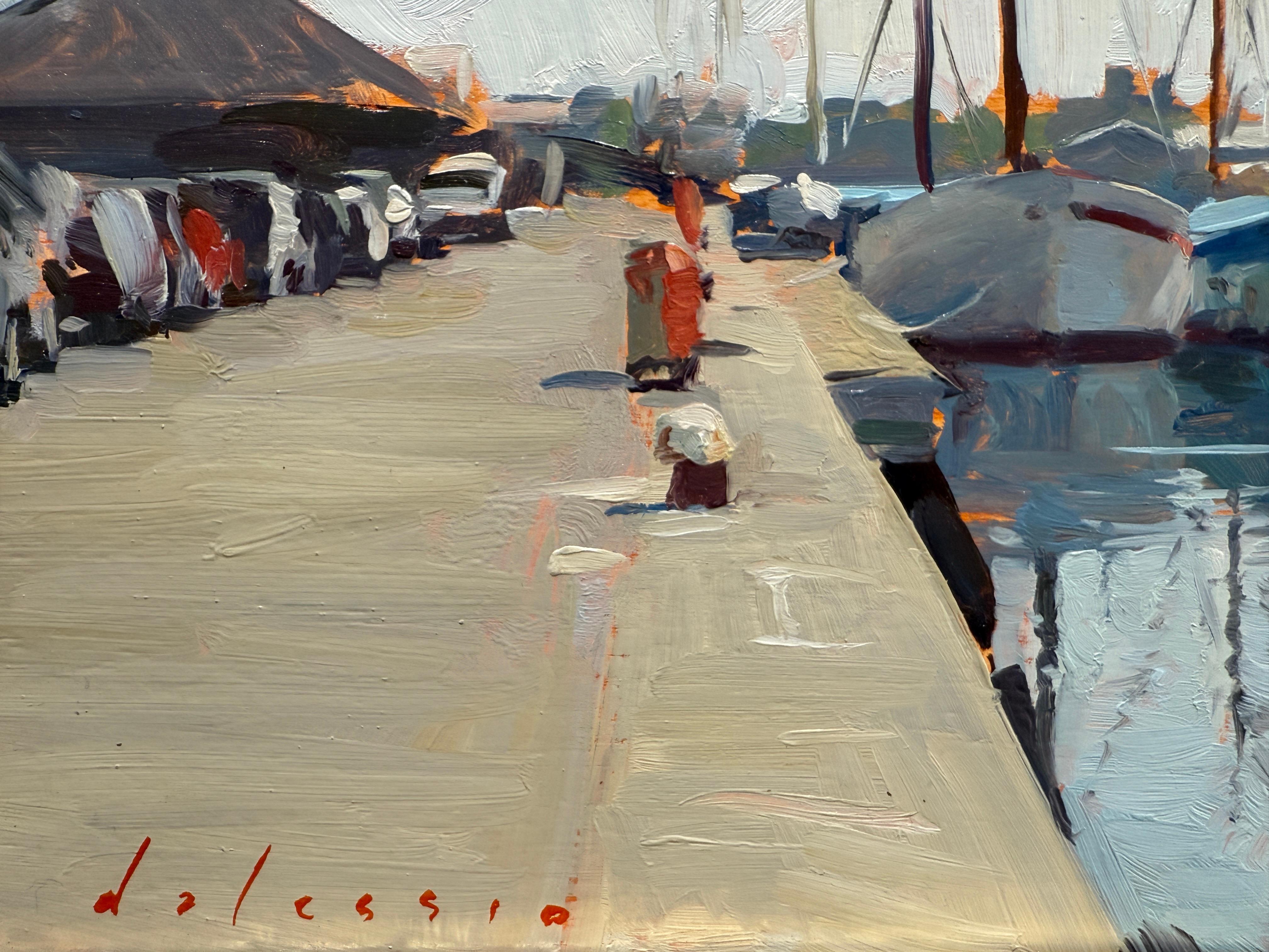 „Saint-Malo Segelboote“, Ölgemälde in der historischen französischen Hafenstadt, Paar Boote im Angebot 1