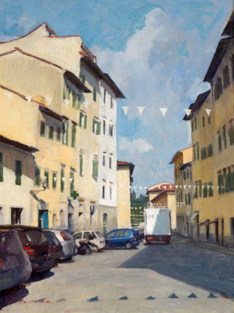 Landscape Painting Marc Dalessio - Des drapeaux blancs de San Frediano