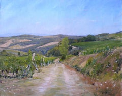 "Santa Maria Novella" 2007 realist landscape, oil painting, Tuscany, dirt road 