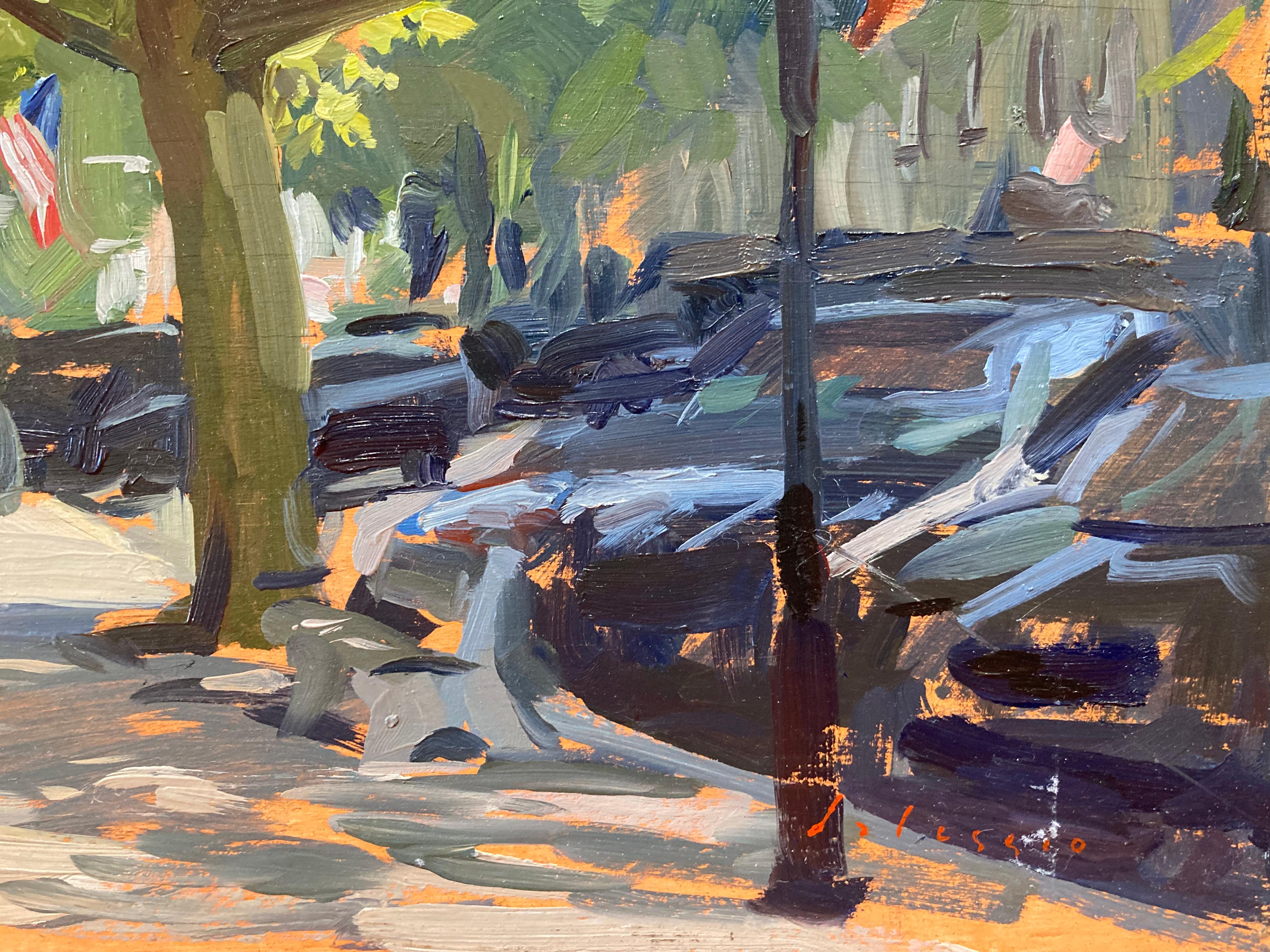 „Shady Day, Sag Harbor“, impressionistisches Ölgemälde eines Sommertages, en plein air im Angebot 4