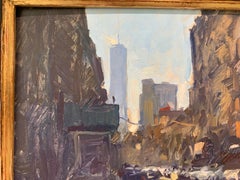 "Soho" oil painting, NYC Skyline, by American Impressionist Marc Dalessio