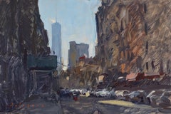 "Soho" oil painting, NYC Skyline, by American Impressionist Marc Dalessio