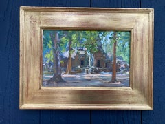 "Ta Som, Angor Wat" plein air painting of Buddhist Temple, Cambodia, earth tones