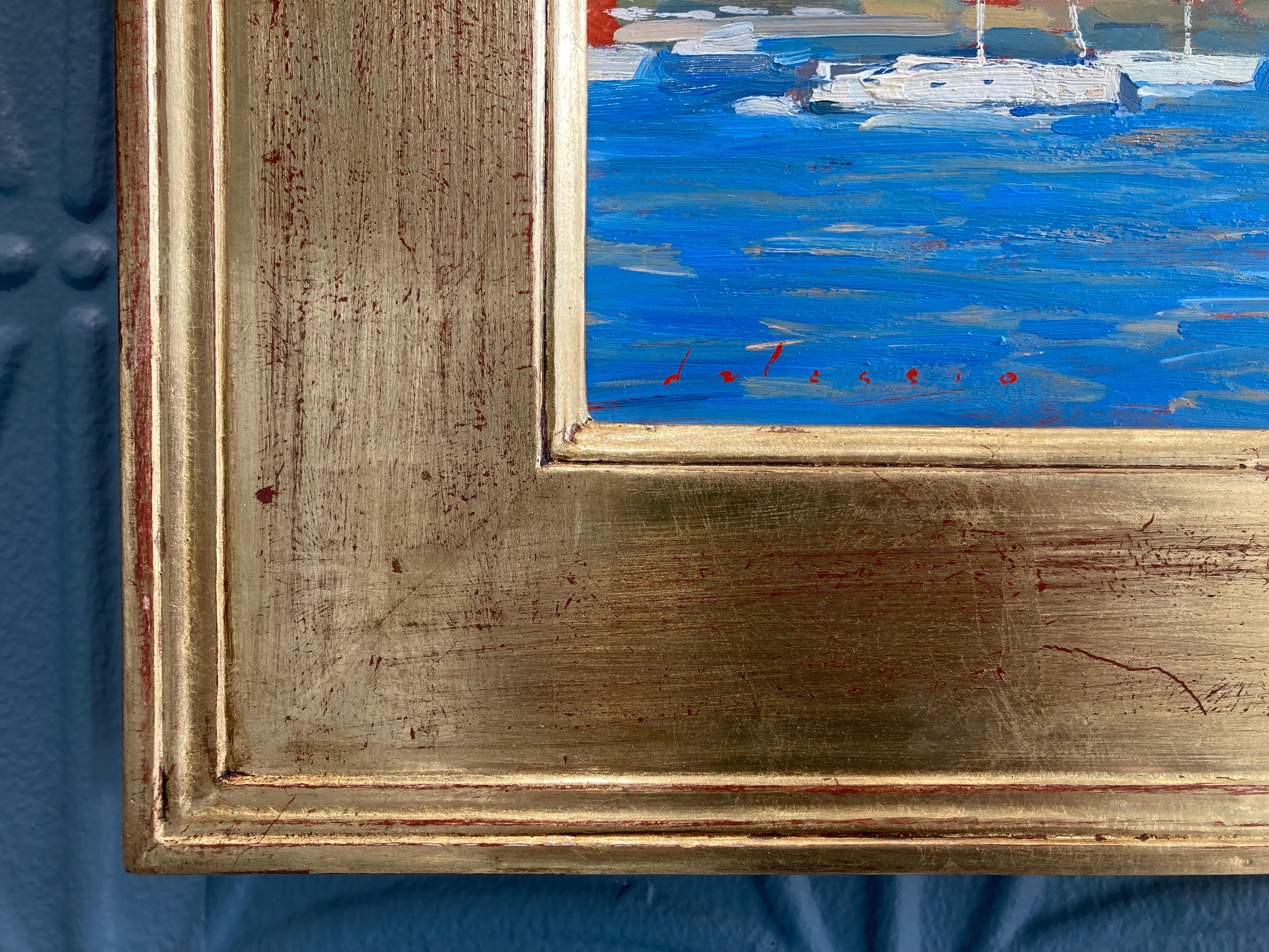 « La baie de Collioure », peinture à l'huile en plein air brillante d'un village du sud de la France en vente 1