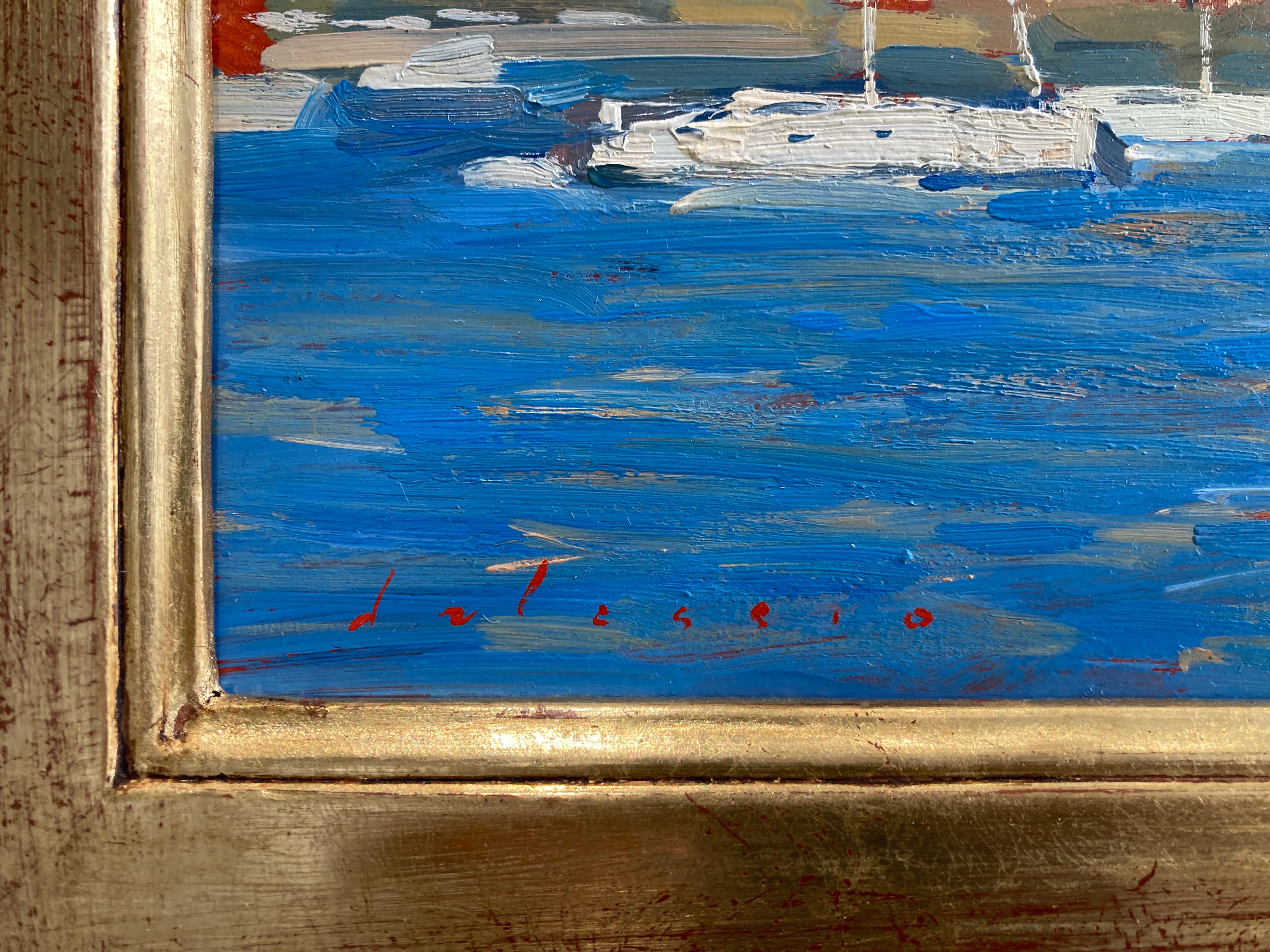 « La baie de Collioure », peinture à l'huile en plein air brillante d'un village du sud de la France en vente 2