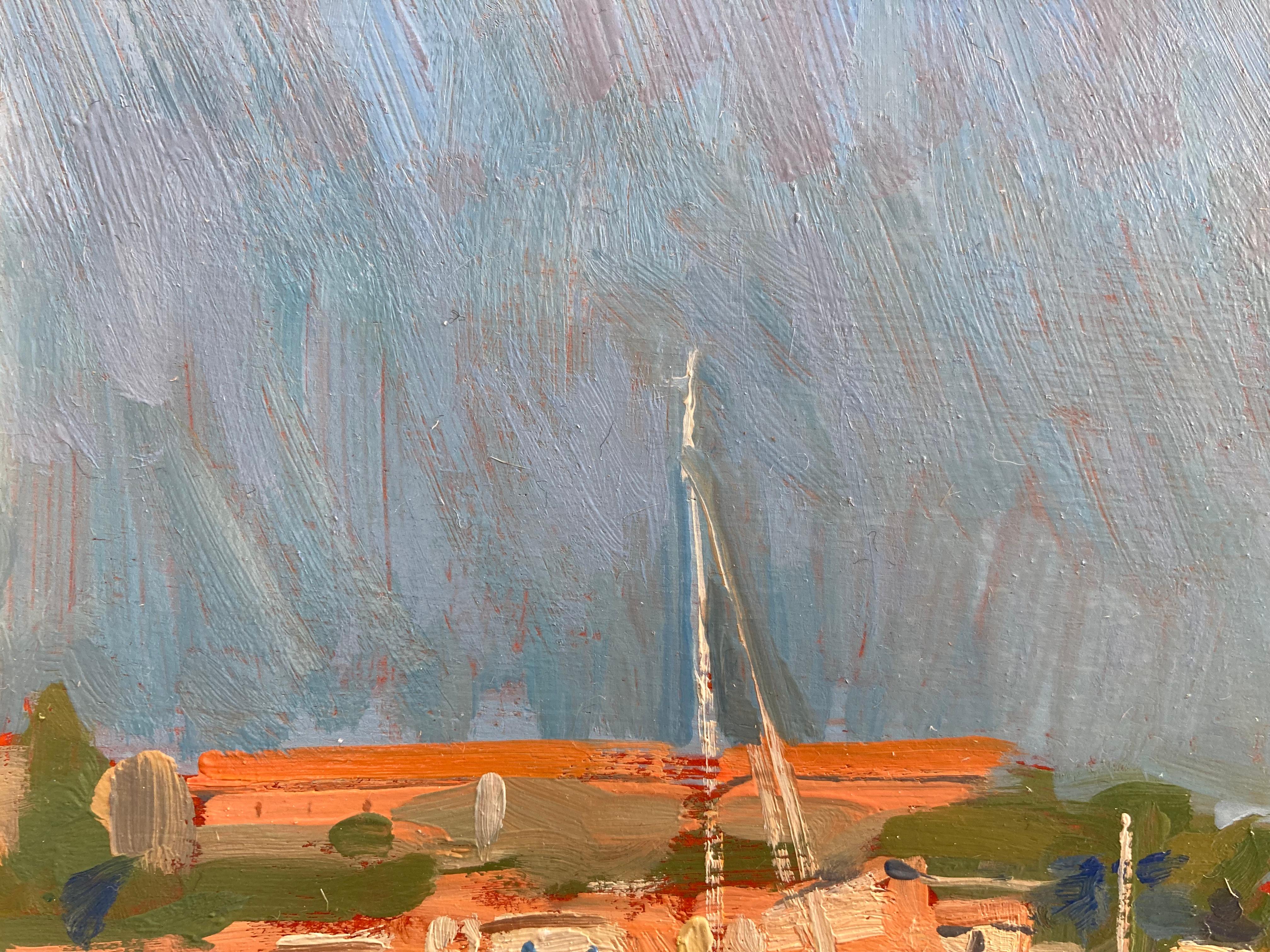 « La baie de Collioure », peinture à l'huile en plein air brillante d'un village du sud de la France en vente 5
