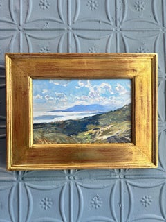"The Bay at Malaga" oil painting, seascape in southern Spain, plein air, framed