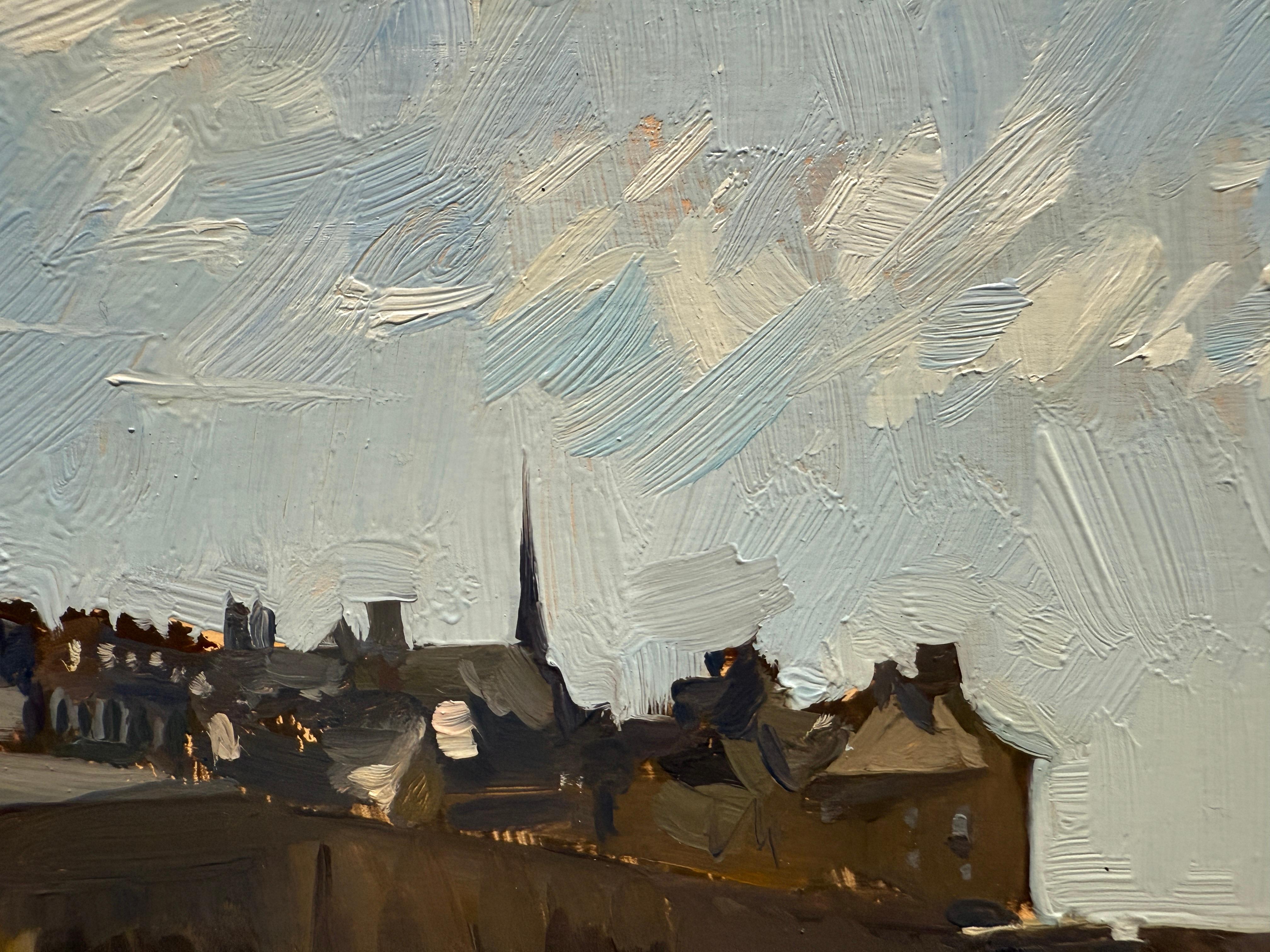 „The Beach at Saint-Malo“, Ölgemälde im historischen französischen Hafen, blauer Himmel und Meer, Ölgemälde im Angebot 6