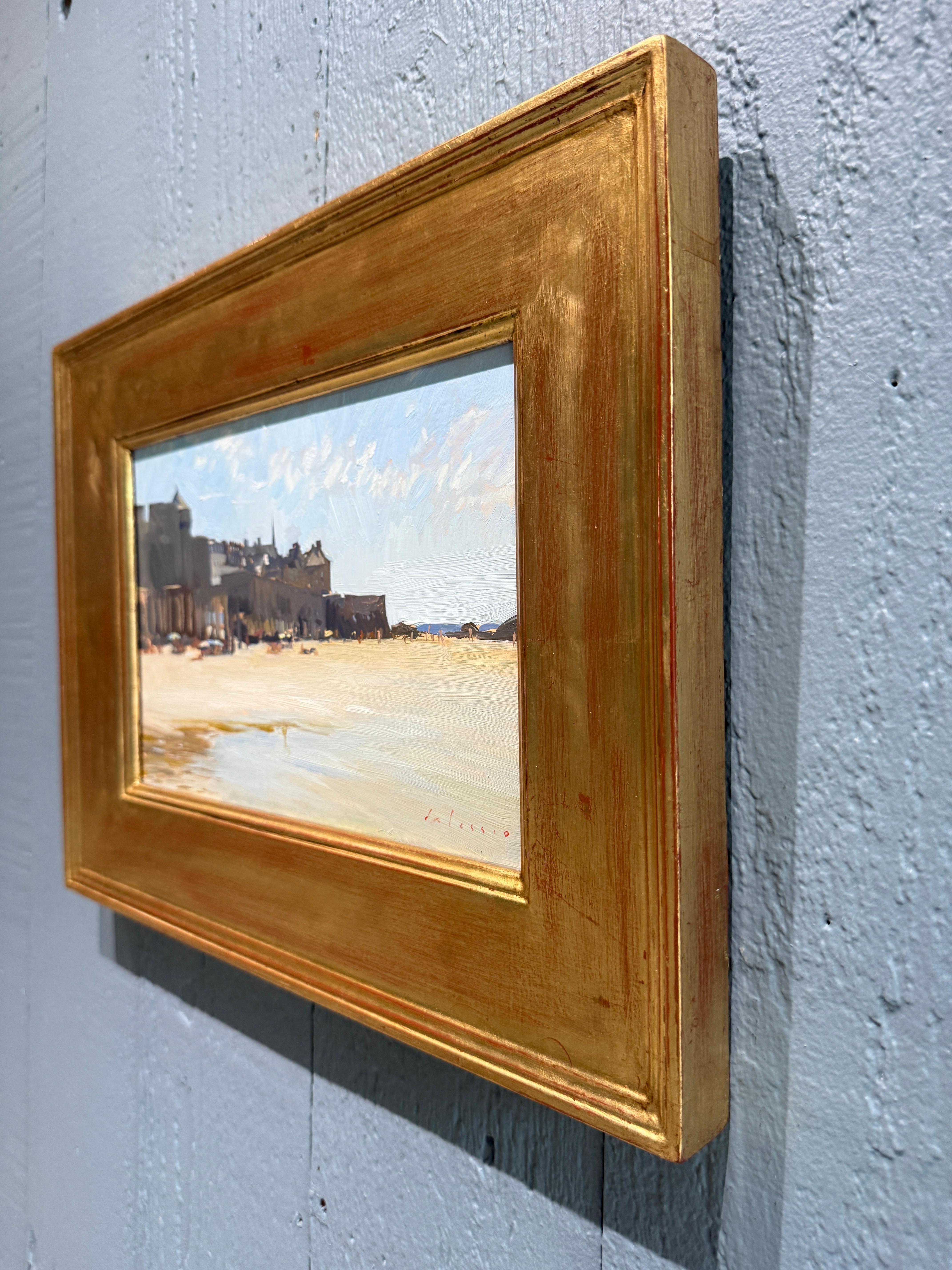 „The Beach at Saint-Malo“, Ölgemälde im historischen französischen Hafen, blauer Himmel und Meer, Ölgemälde im Angebot 8
