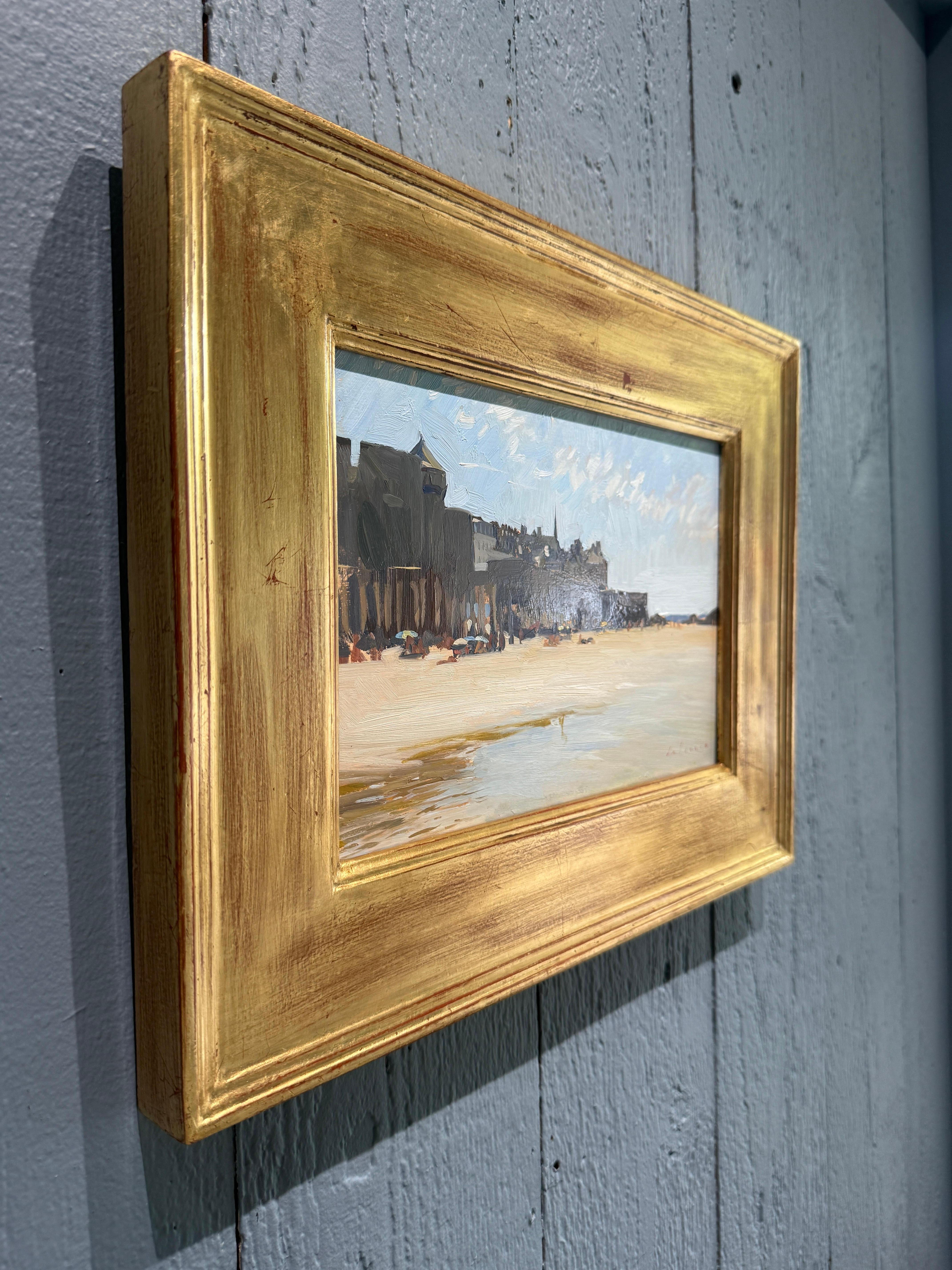 „The Beach at Saint-Malo“, Ölgemälde im historischen französischen Hafen, blauer Himmel und Meer, Ölgemälde im Angebot 9