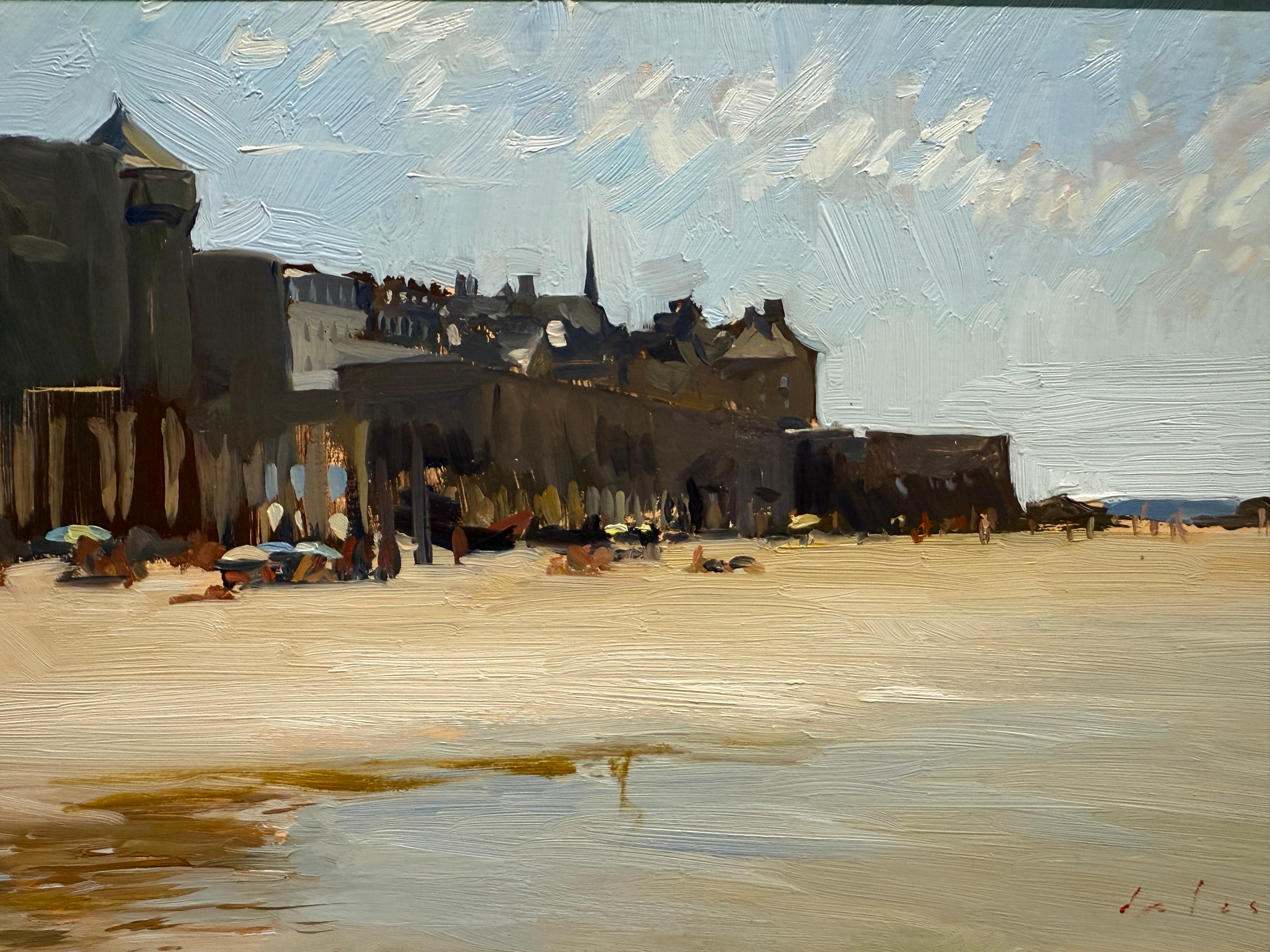 „The Beach at Saint-Malo“, Ölgemälde im historischen französischen Hafen, blauer Himmel und Meer, Ölgemälde im Angebot 2