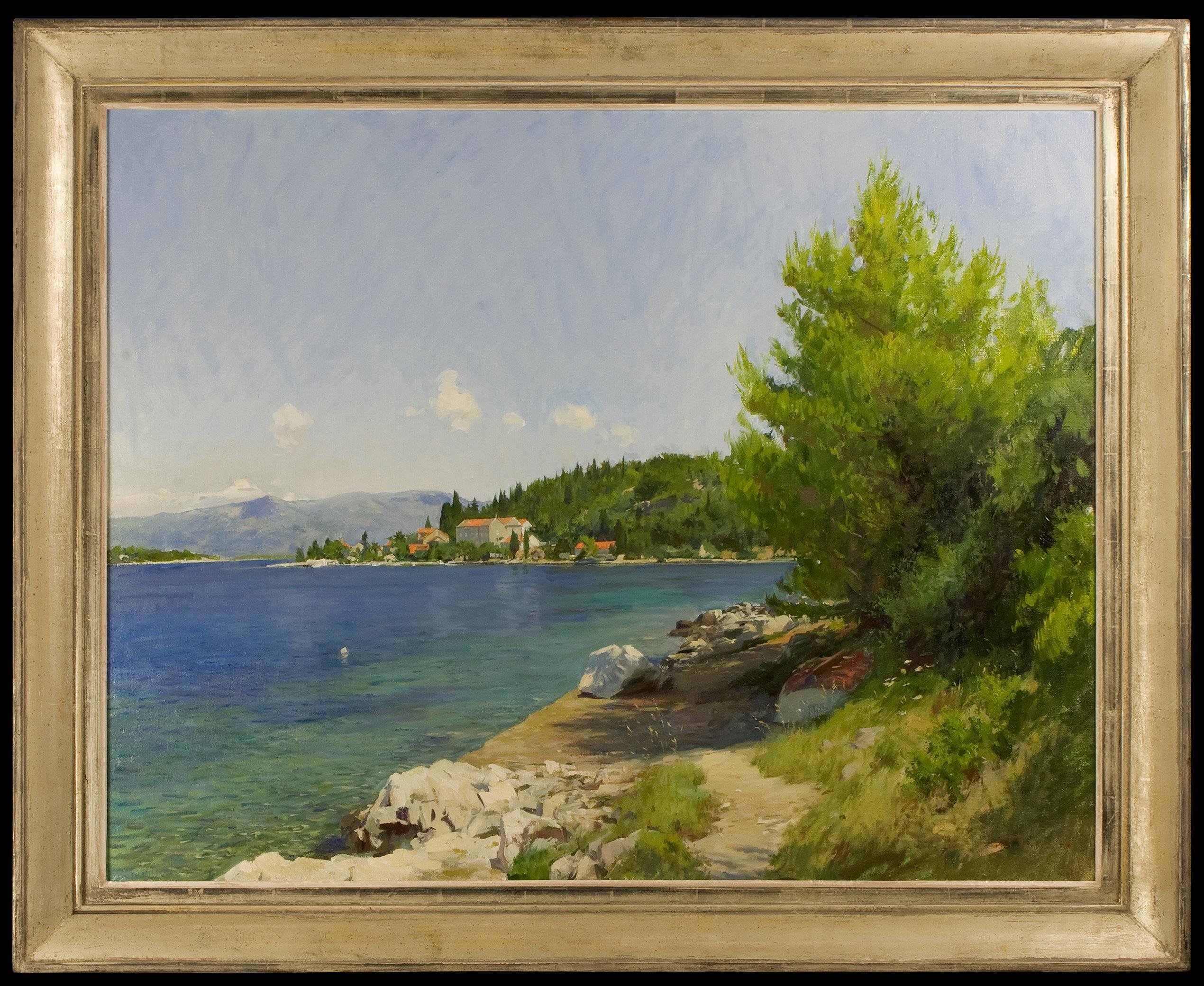 Marc Dalessio Landscape Painting - View of the sea of the island of Vrnik in Croatia