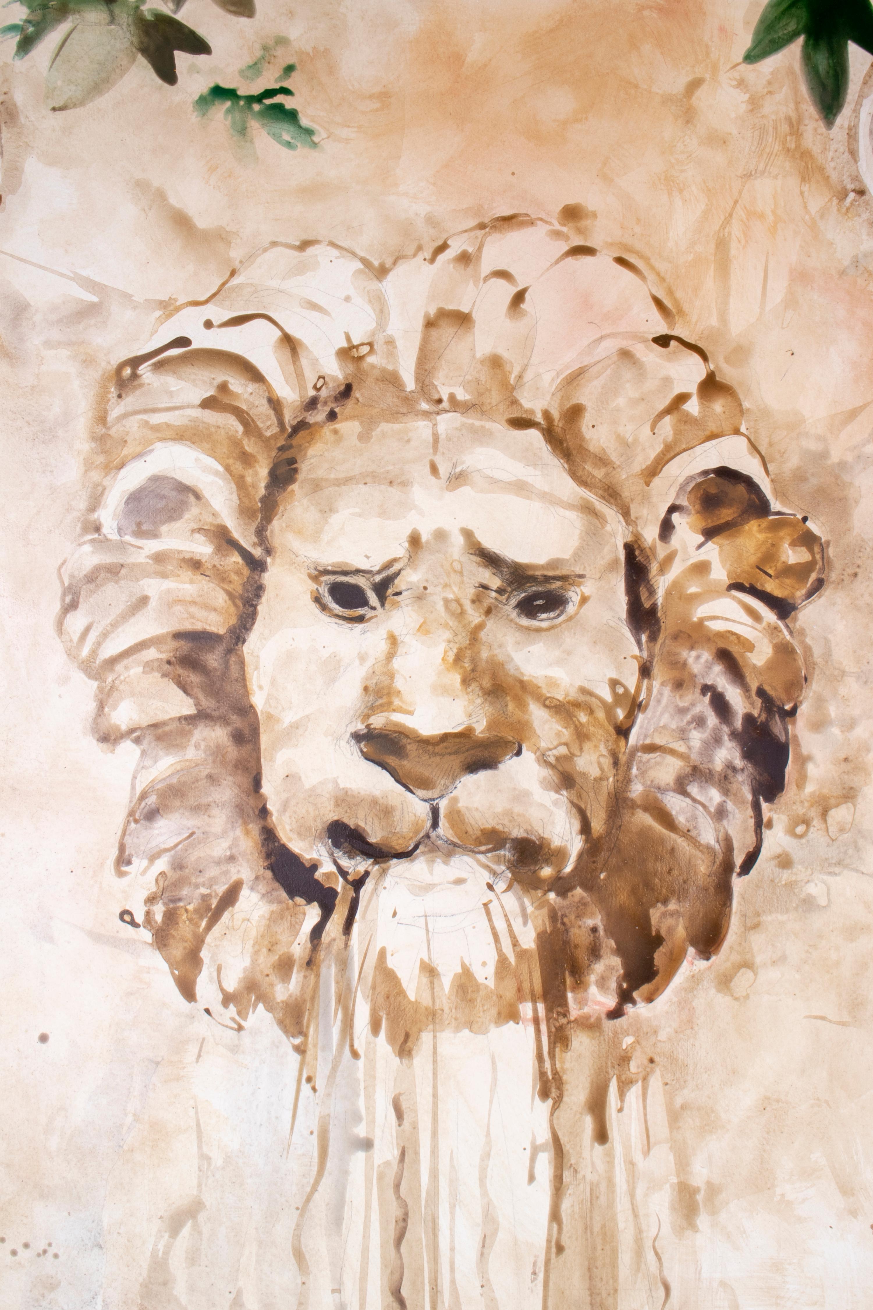 Marc Deis 2003 paire de fontaines murales peintures à l'aquarelle.