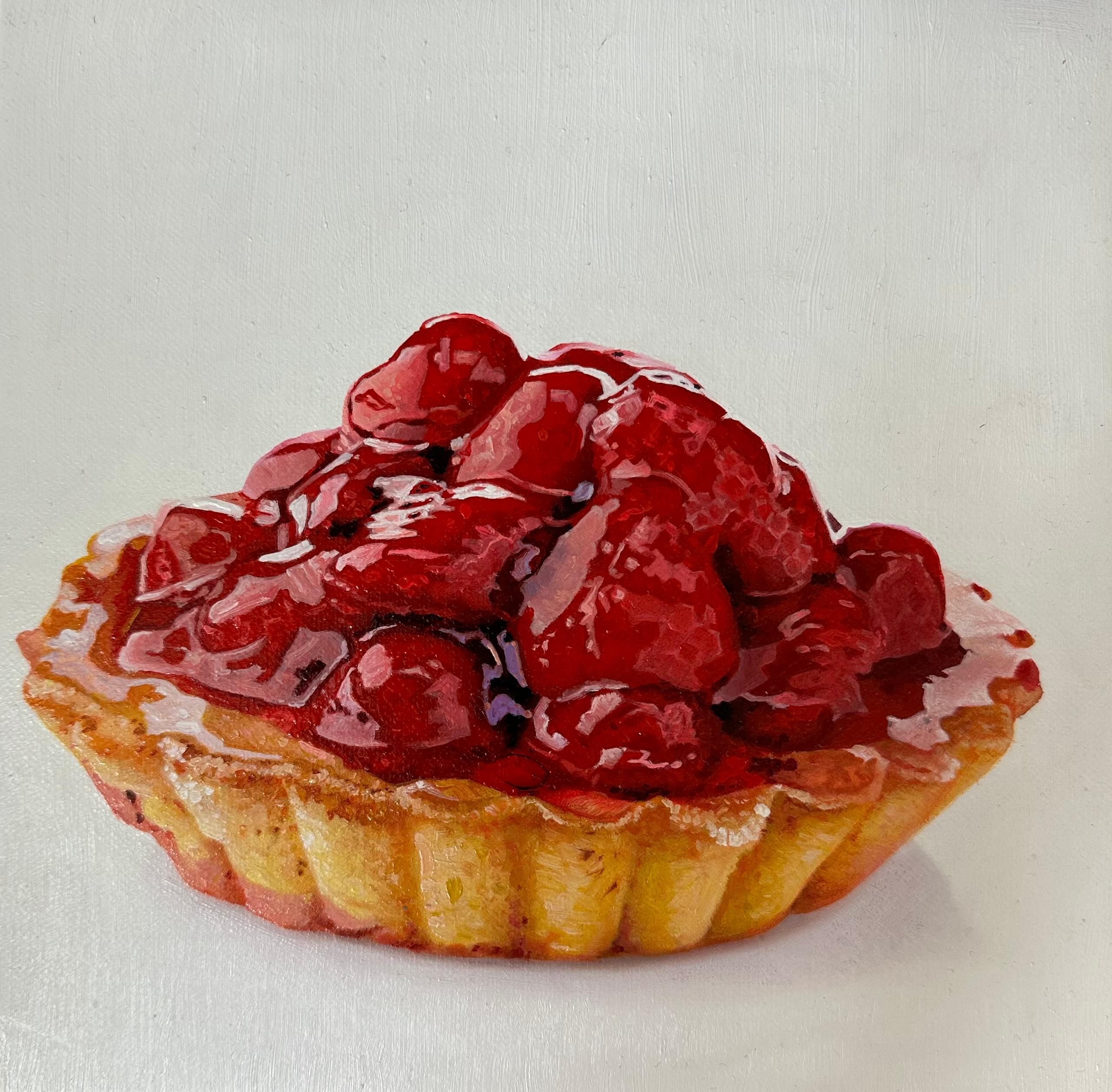 Marc Dennis Still-Life Painting - Strawberry and Cherry Tart with Hair