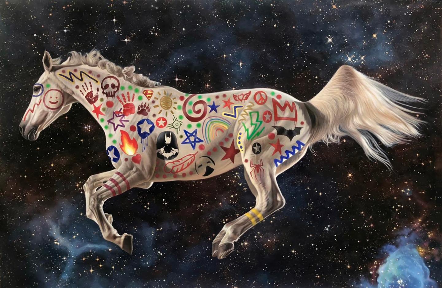 Marc Dennis Animal Painting – Mythologie der Geburt einer Konstellation