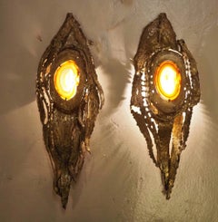Marc D'Haenens Amazing Pair of Sconces, circa 1970, Unique Piece