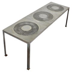 Marc D'Haenens  Couchtisch aus geprägtem Aluminiumguss und patiniertem Eisen