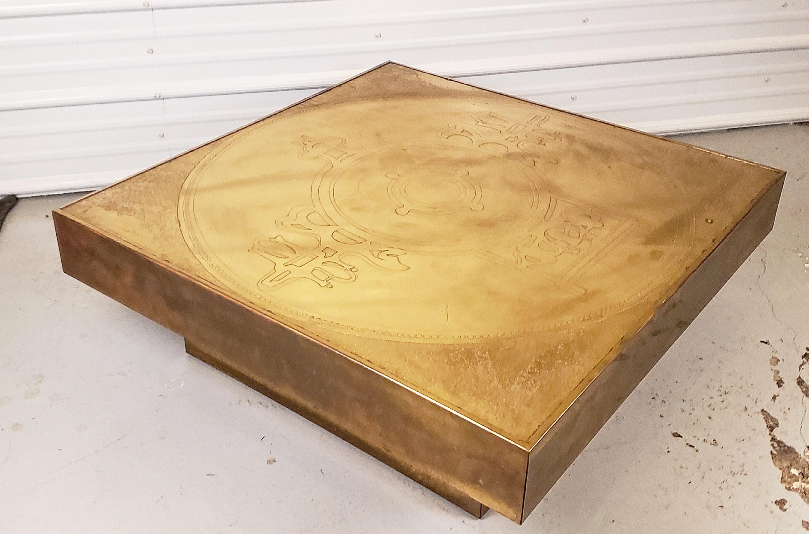 Marc D'Haenens Etched Bronze Coffee Table In Excellent Condition For Sale In New York, NY