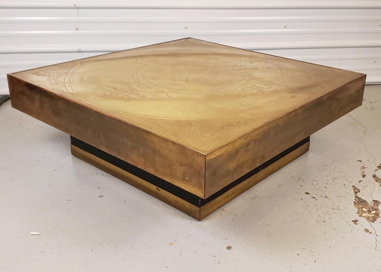Mid-Century Modern Marc D'Haenens Etched Bronze Coffee Table For Sale