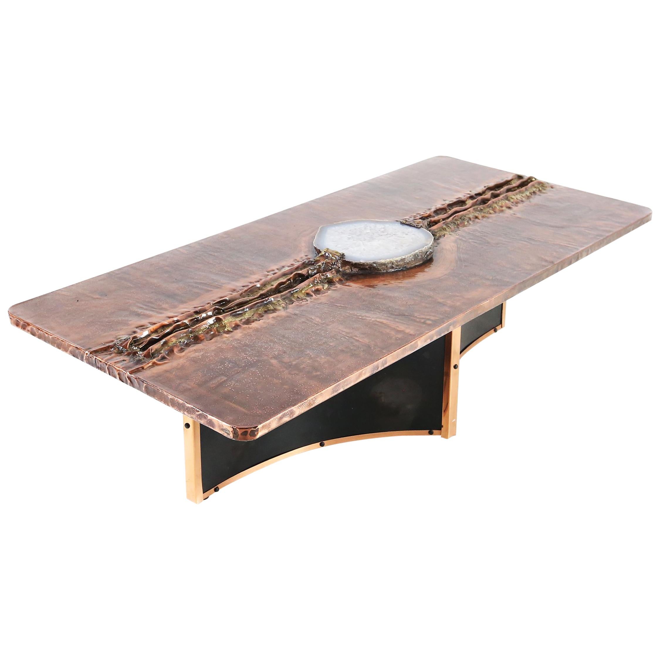 Marc D'haenens Exceptional Coffee Table with Lepidolite Inlay For Sale