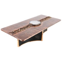 Marc D'haenens Exceptional Coffee Table with Lepidolite Inlay