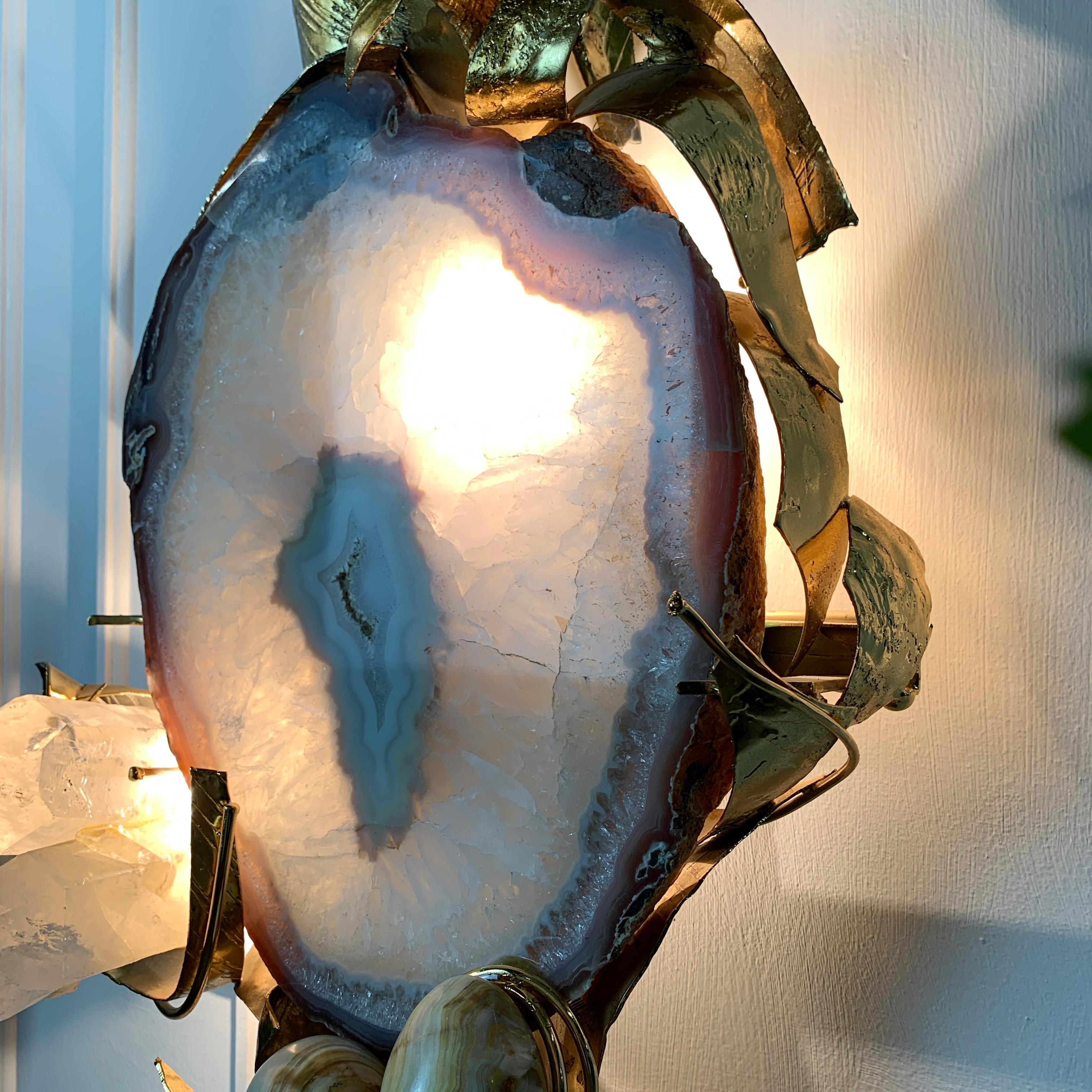 Marc d'Haenens Signierte beleuchtete Wandskulptur-Leuchte aus Goldachat, signiert im Angebot 3