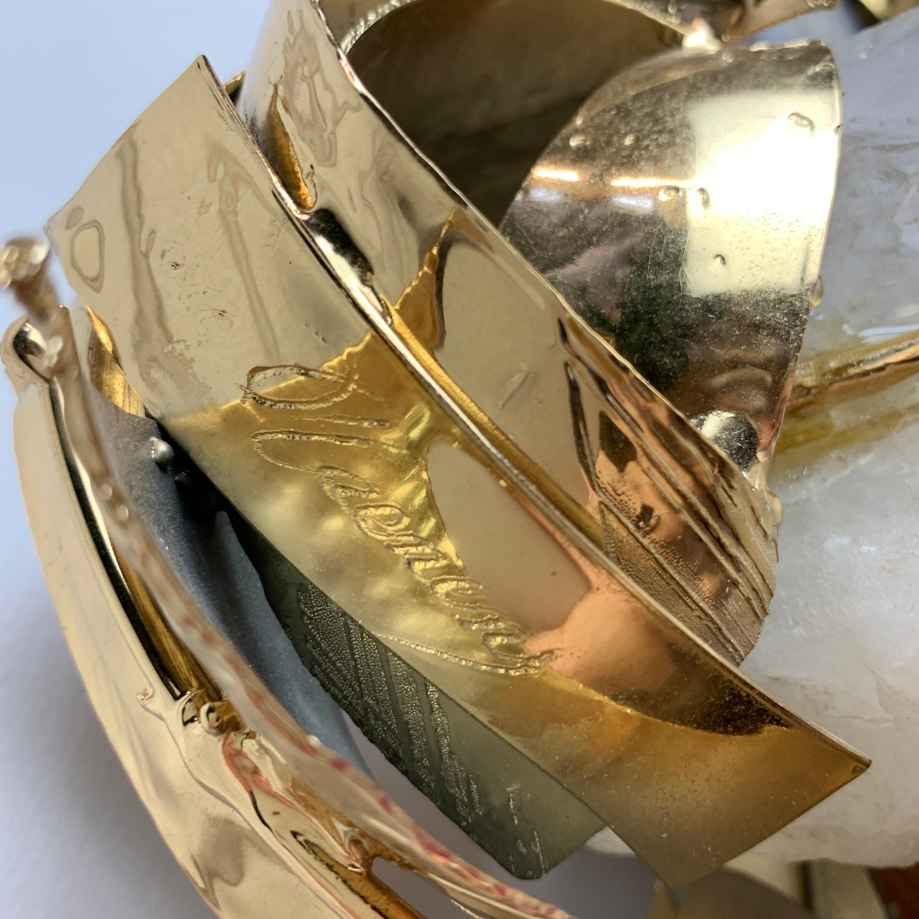 Marc d'Haenens Signierte beleuchtete Wandskulptur-Leuchte aus Goldachat, signiert (Brutalismus) im Angebot