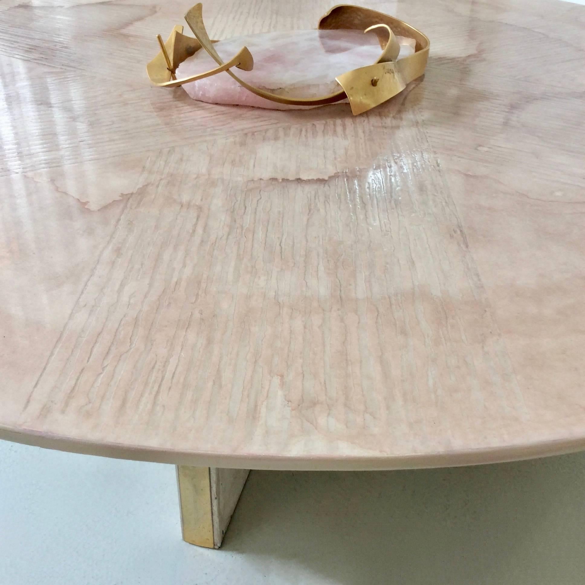 Marc D'Haenens Unique Coffee Table with Pink Quartz, circa 1980, Belgium In Good Condition In Brussels, BE