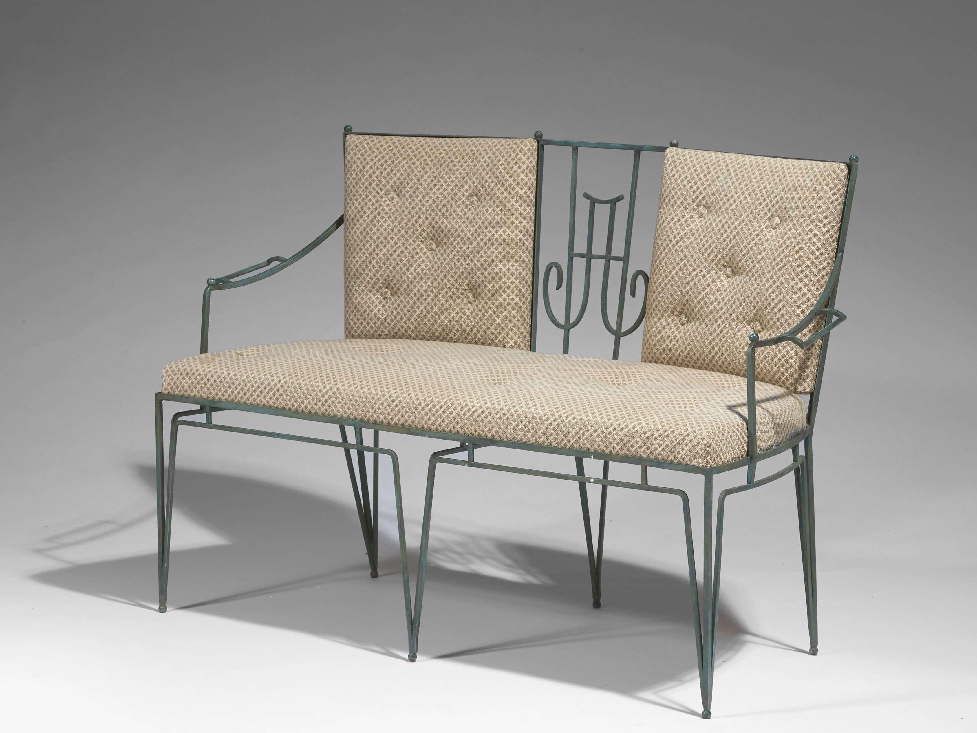 French Marc du Plantier, a Bench and Two Armchairs in Wrought Iron, circa 1936 For Sale
