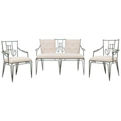 Marc du Plantier, a Bench and Two Armchairs in Wrought Iron, circa 1936