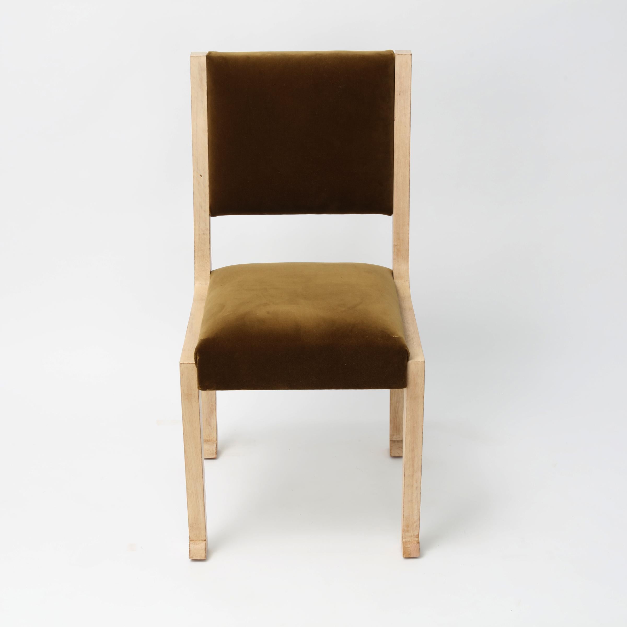 Marc Du Plantier style limed oak chair, France 1940s. . Fabric in good condition.