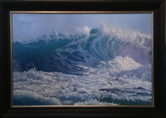 Quadro di paesaggio marino iperrealista di Marc 'Surfs Up' per un amante della spiaggia