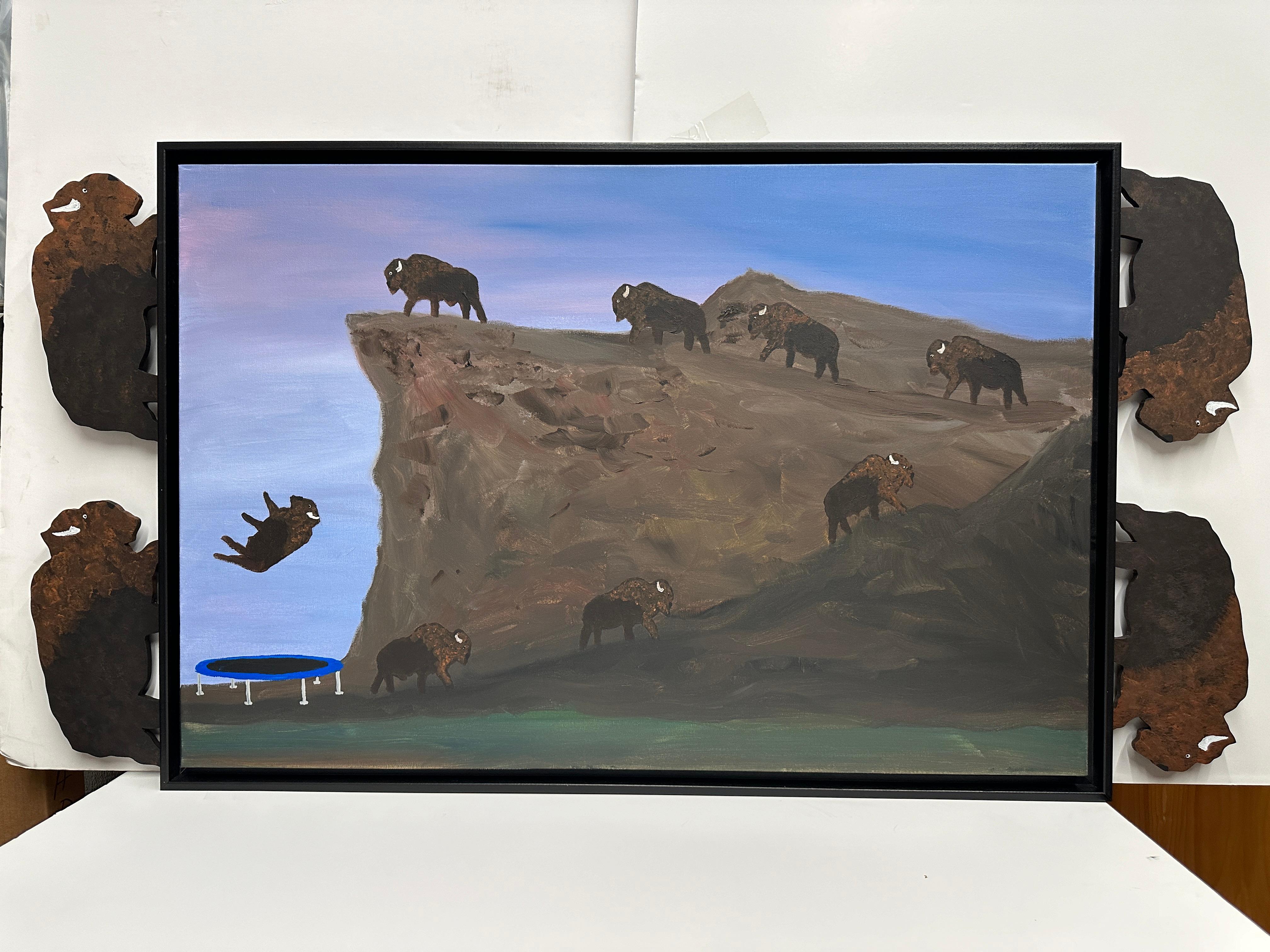 Bouncing Bison - Contemporary Painting by Marc Etherington