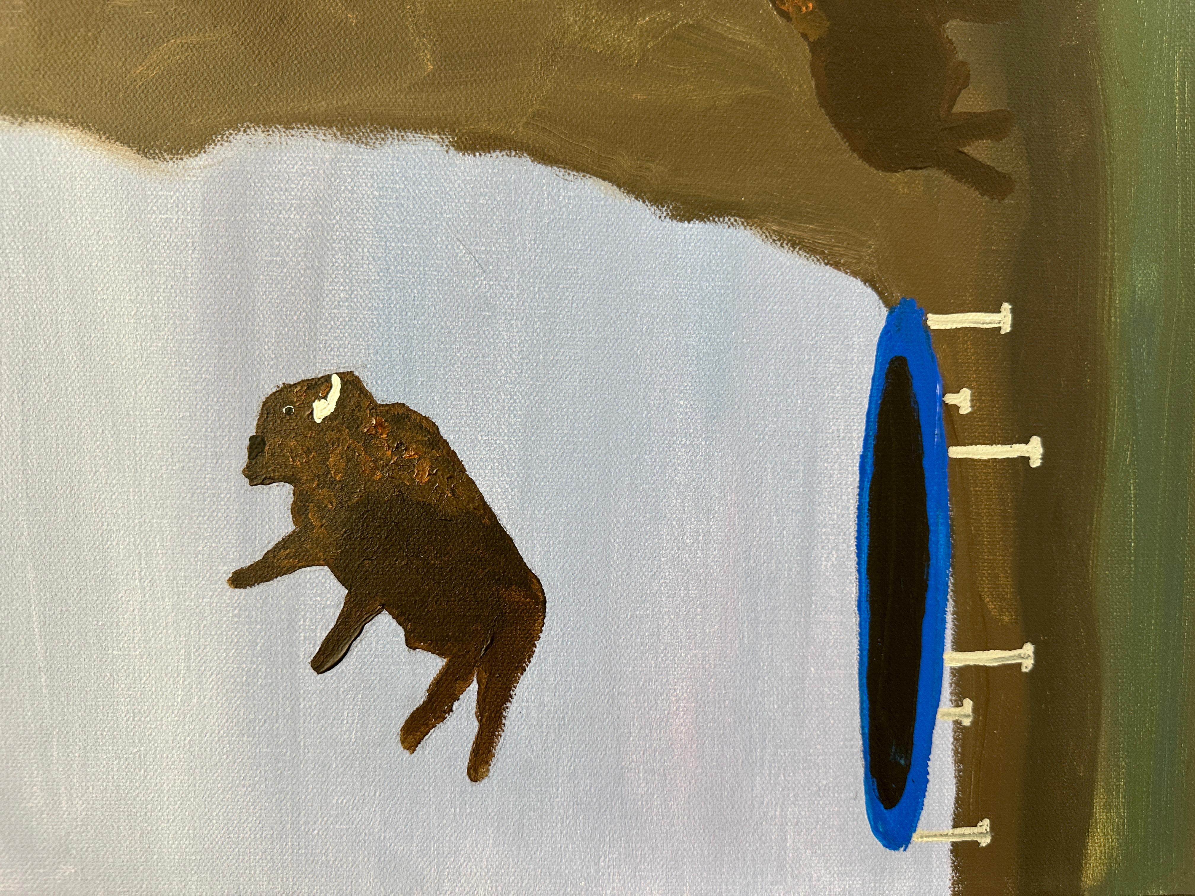 Bouncing Bison - Gray Landscape Painting by Marc Etherington