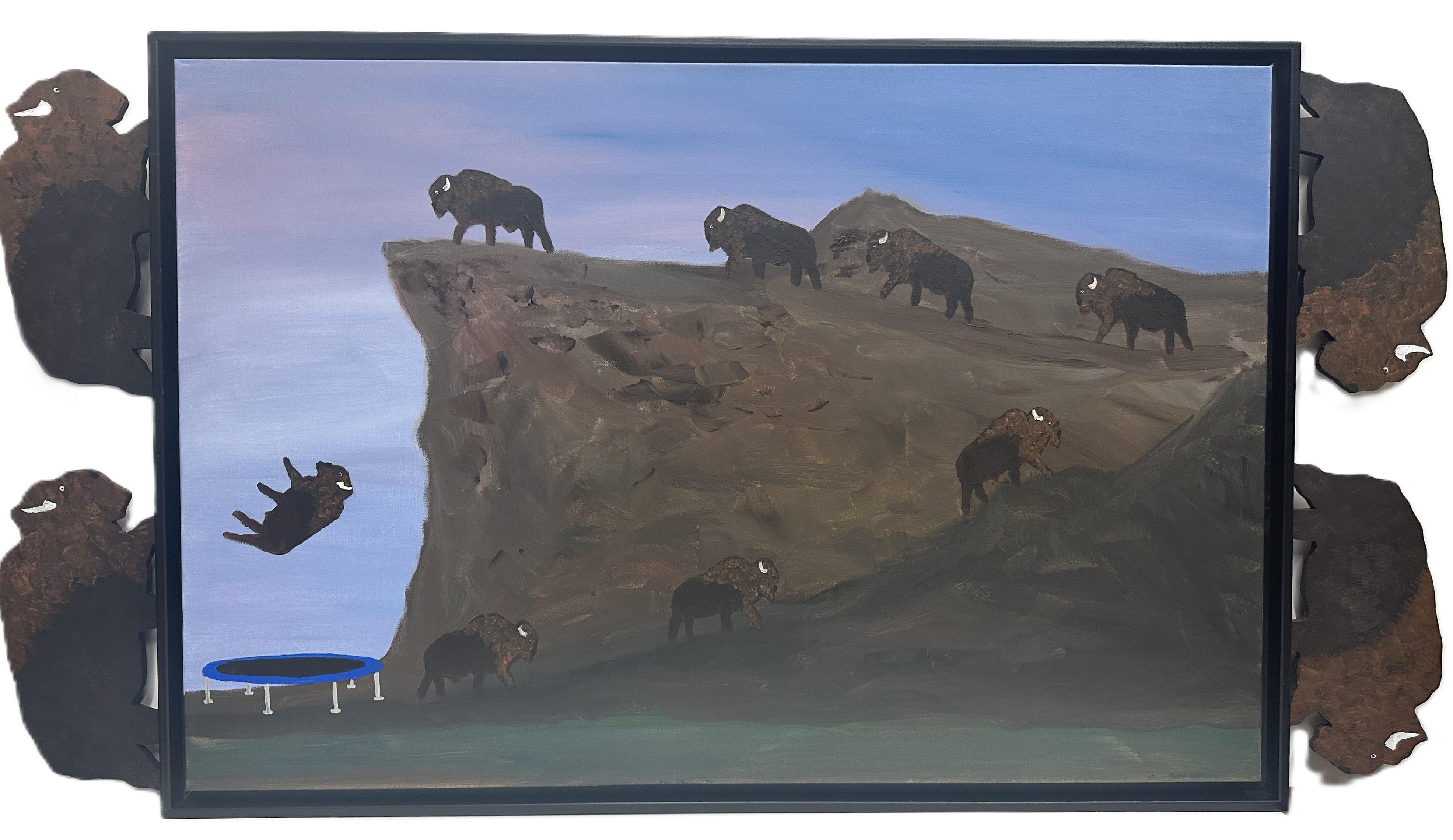 Marc Etherington Landscape Painting - Bouncing Bison