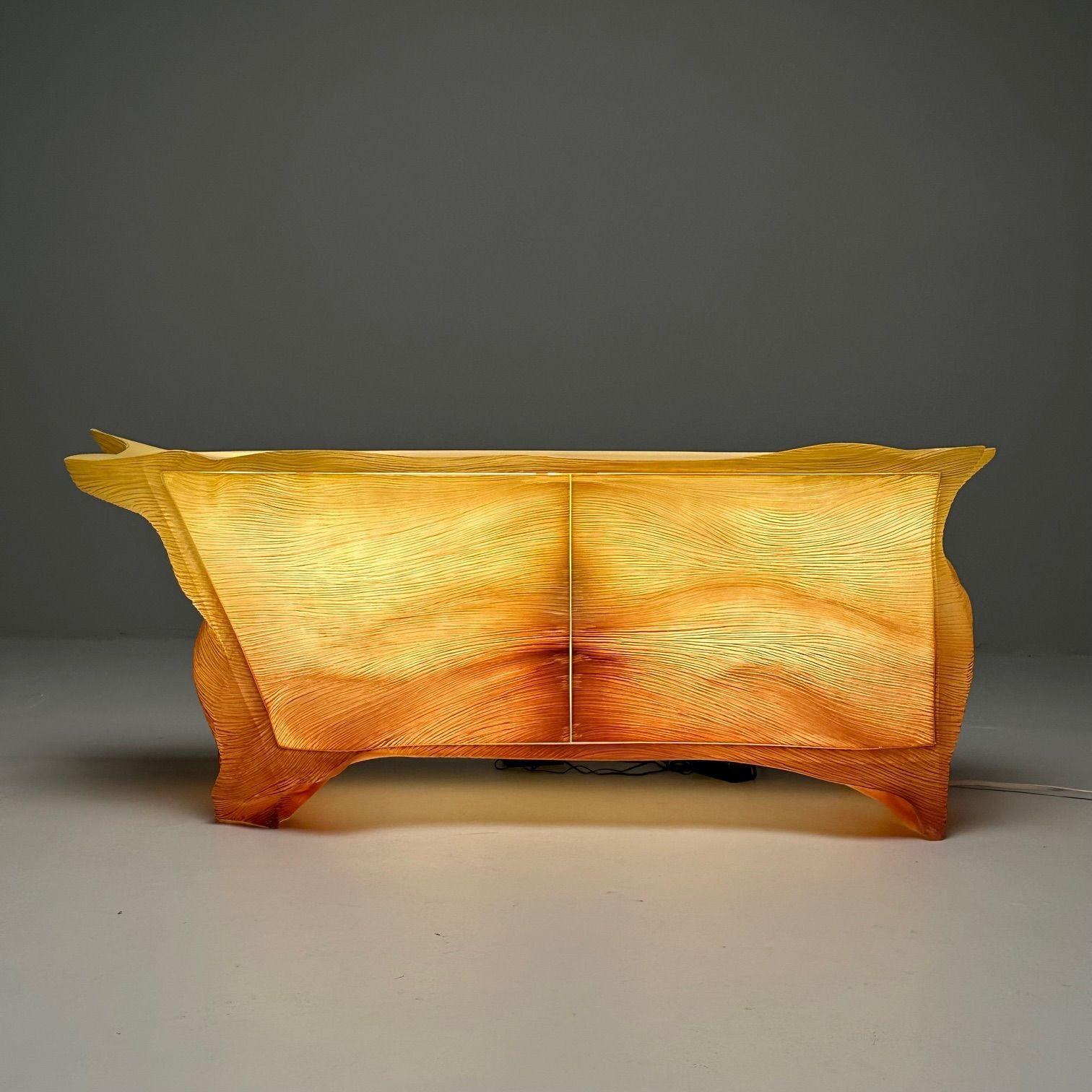 British Marc Fish, Contemporary, Limited Edition Stratum Bar Cabinet, Resin, LED, 2020 For Sale