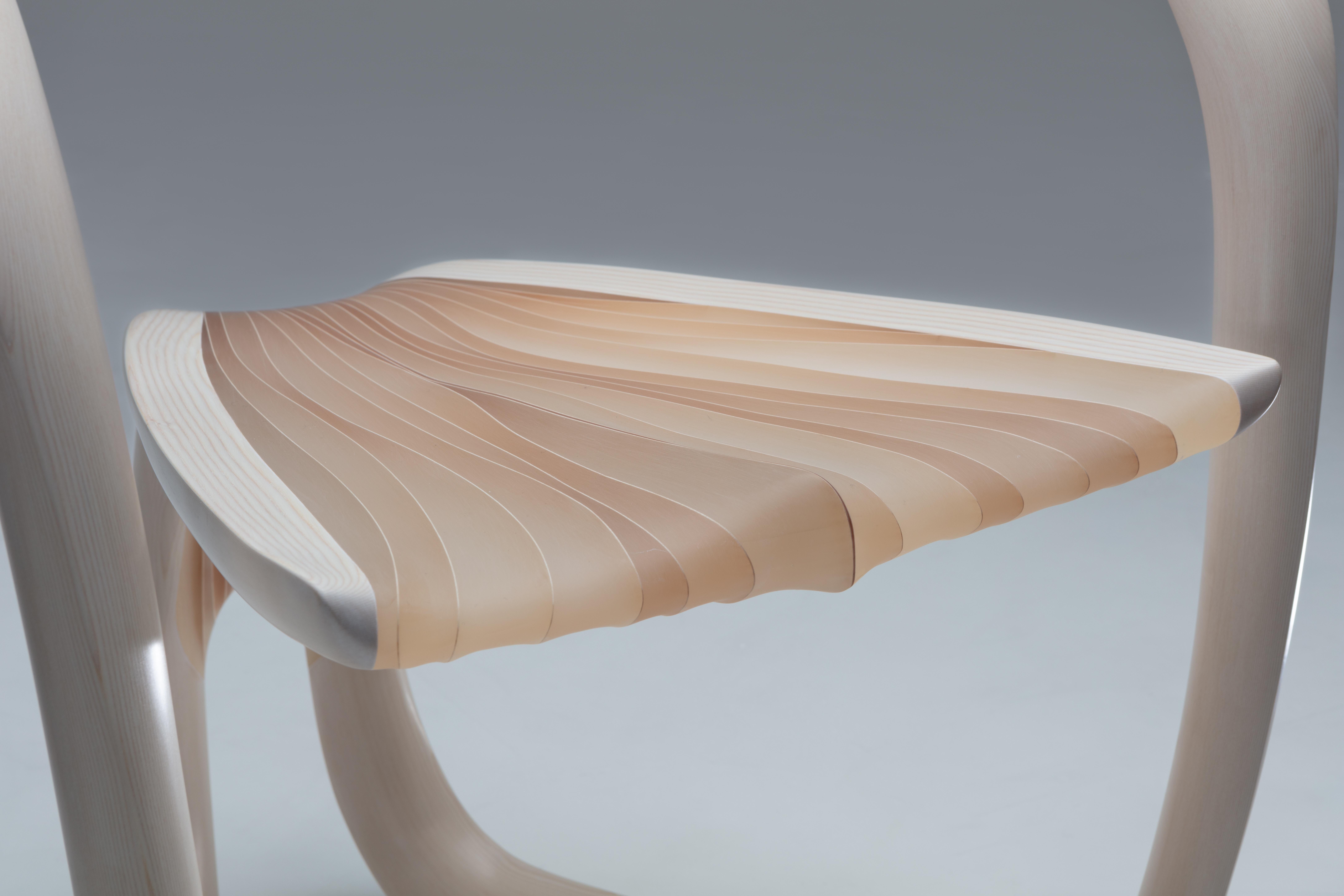 Contemporary Marc Fish Ethereal Chair Sycamore and Resin Organic Sculptural Design For Sale
