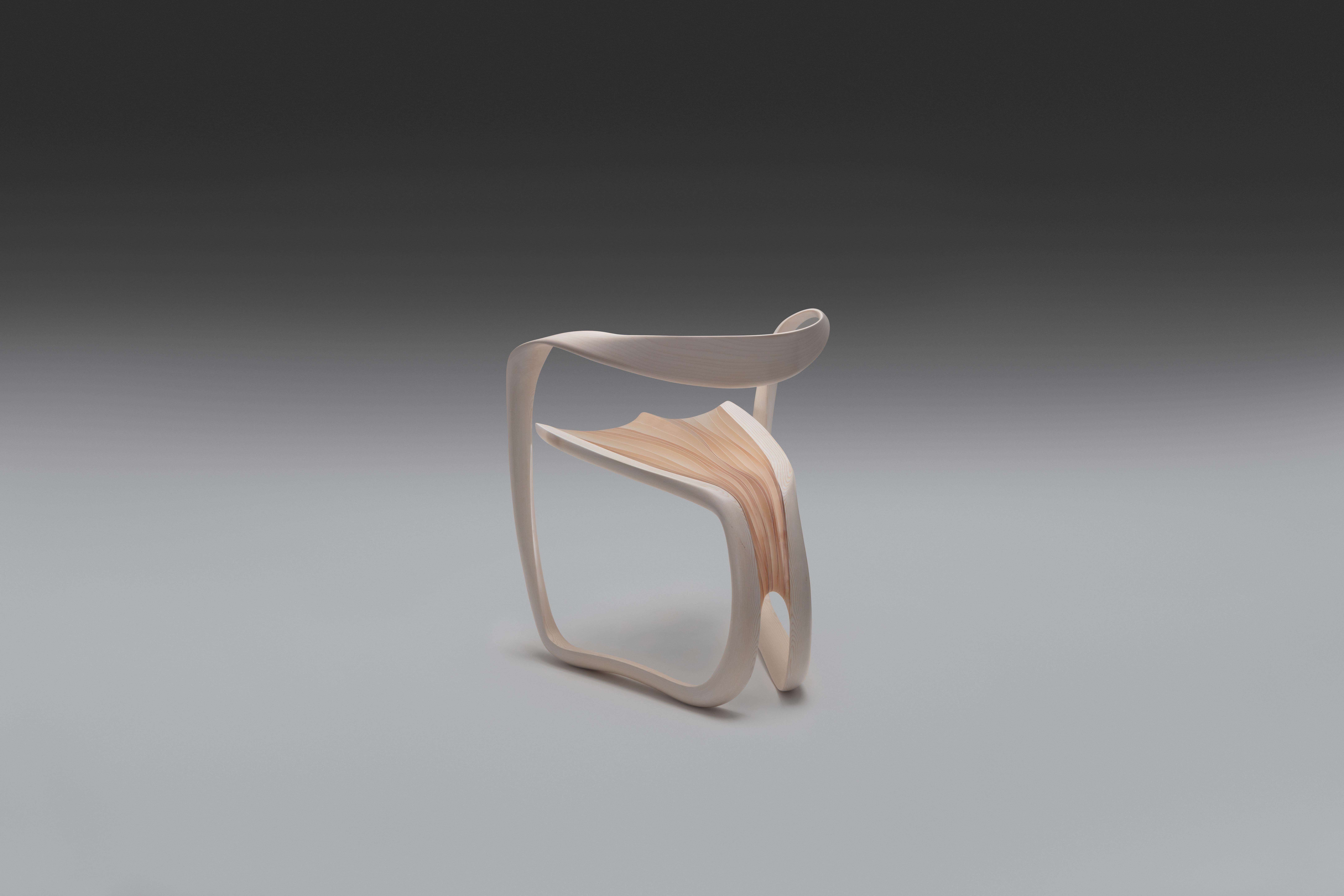 Organic Modern Marc Fish Ethereal Chair Sycamore and Resin Organic Sculptural Design For Sale