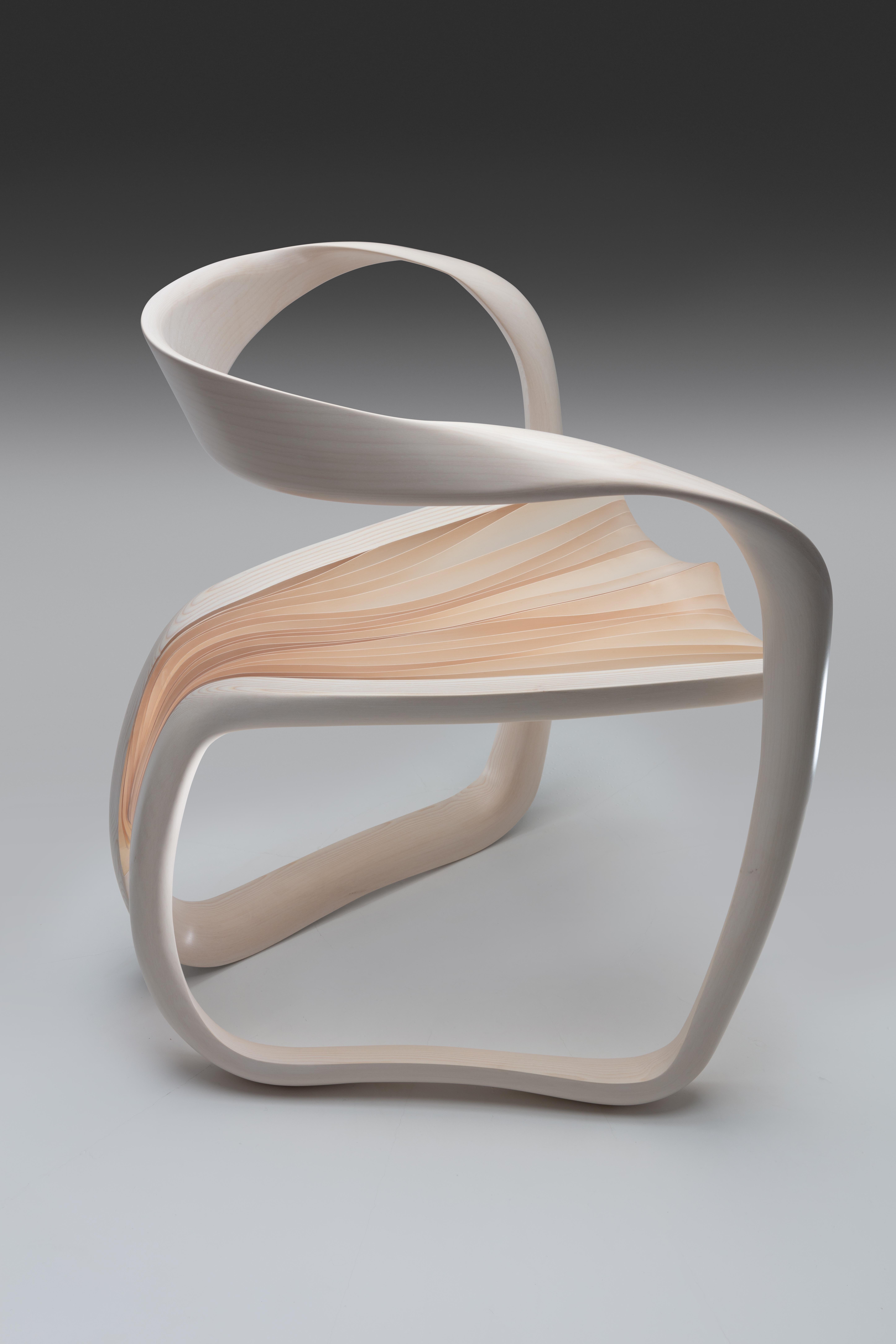Carved Marc Fish Ethereal Chair Sycamore and Resin Organic Sculptural Design For Sale
